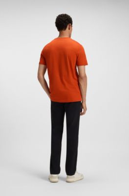 Camiseta de punto de algod&oacute;n con un gran logo estampado, Naranja