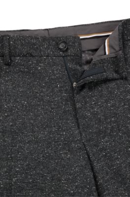 BOSS - Micro-pattern trousers in a wool blend with silk