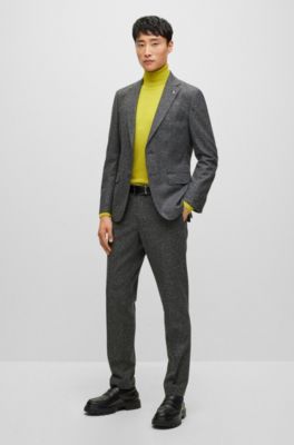 BOSS - Micro-pattern trousers in a wool blend with silk