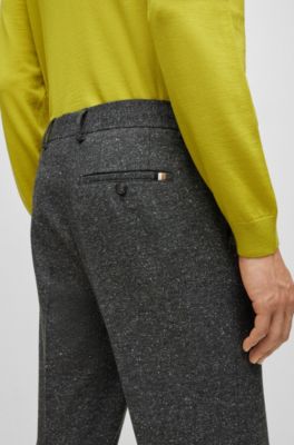 BOSS - Micro-pattern trousers in a wool blend with silk