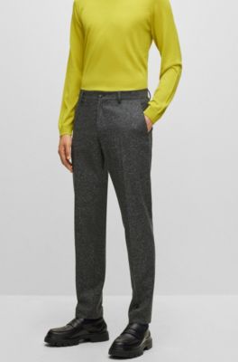 BOSS - Micro-pattern trousers in a wool blend with silk