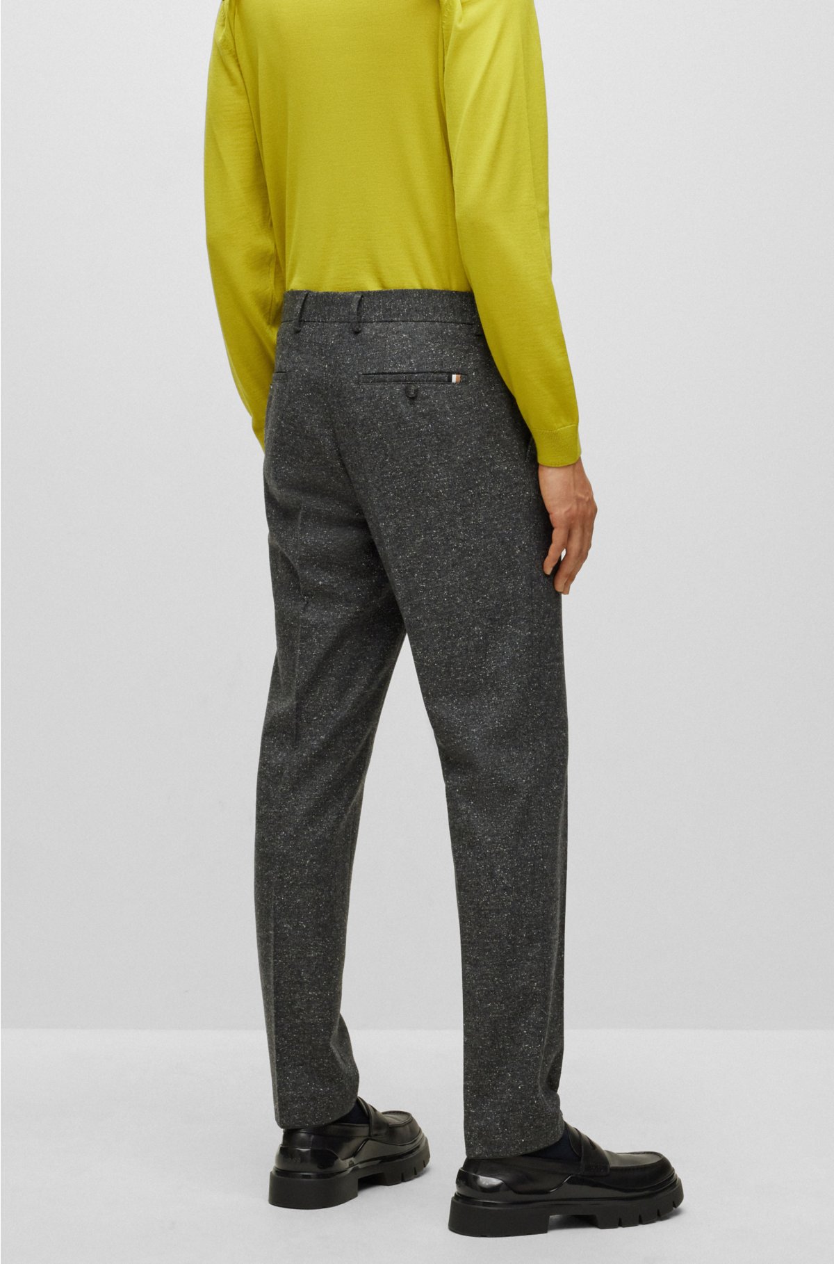 Micro-pattern trousers in a wool blend with silk, Light Grey
