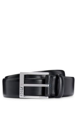 Hugo Boss Italian-made Belt With Branded Buckle In Black