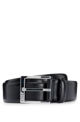 Branded-buckle belt made in Italy, Black