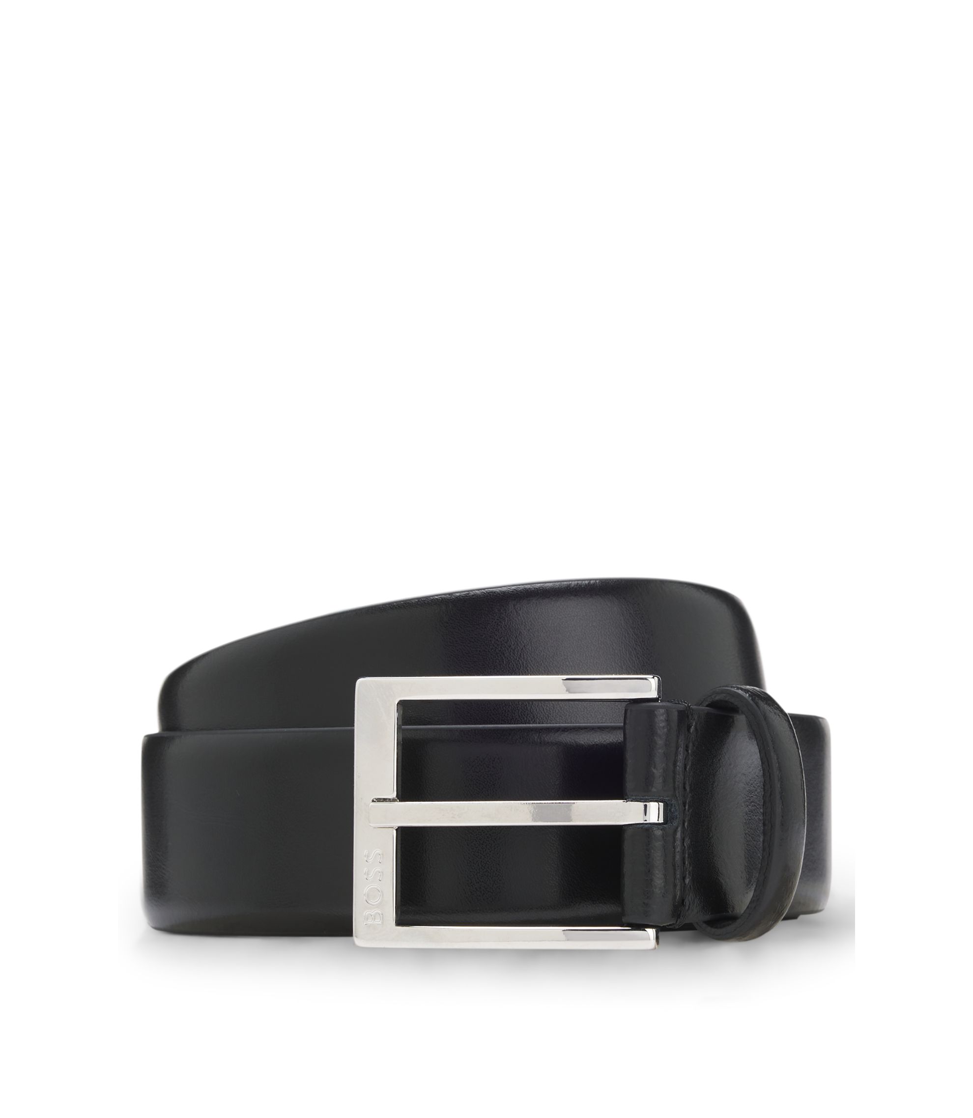 BOSS - Italian-made belt with a branded buckle - Black