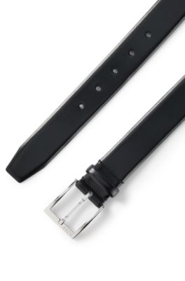 Branded-buckle belt made in Italy, Black