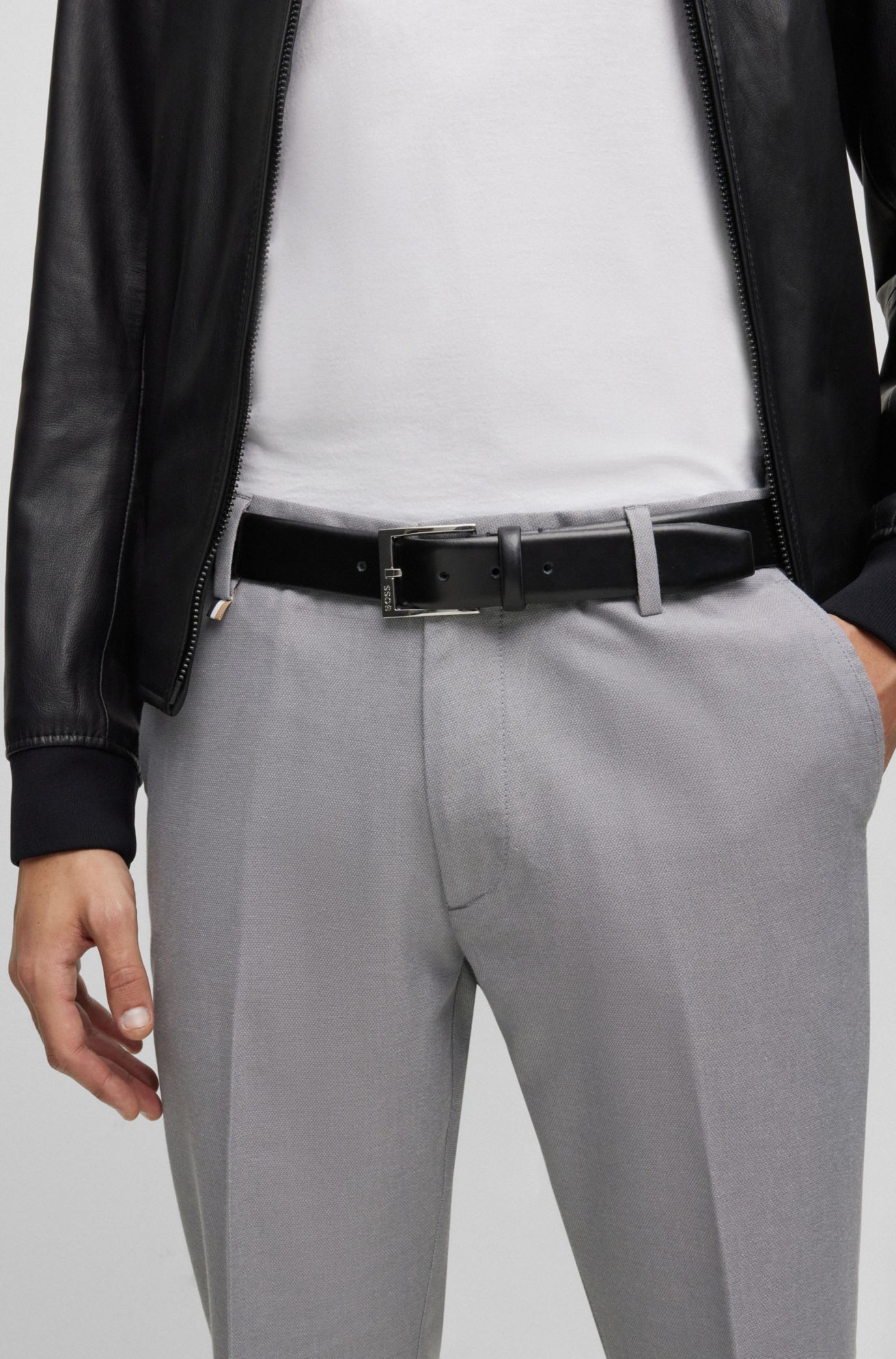 Men - Black Leather Belt - Size: XL - H&M