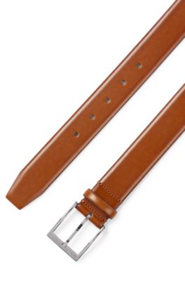 Branded-buckle belt made in Italy, Brown