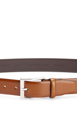 Branded-buckle belt made in Italy, Brown