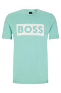Cotton-jersey regular-fit T-shirt with logo print, Light Green