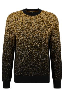 BOSS - Regular-fit sweater with black-and-gold degradé pattern