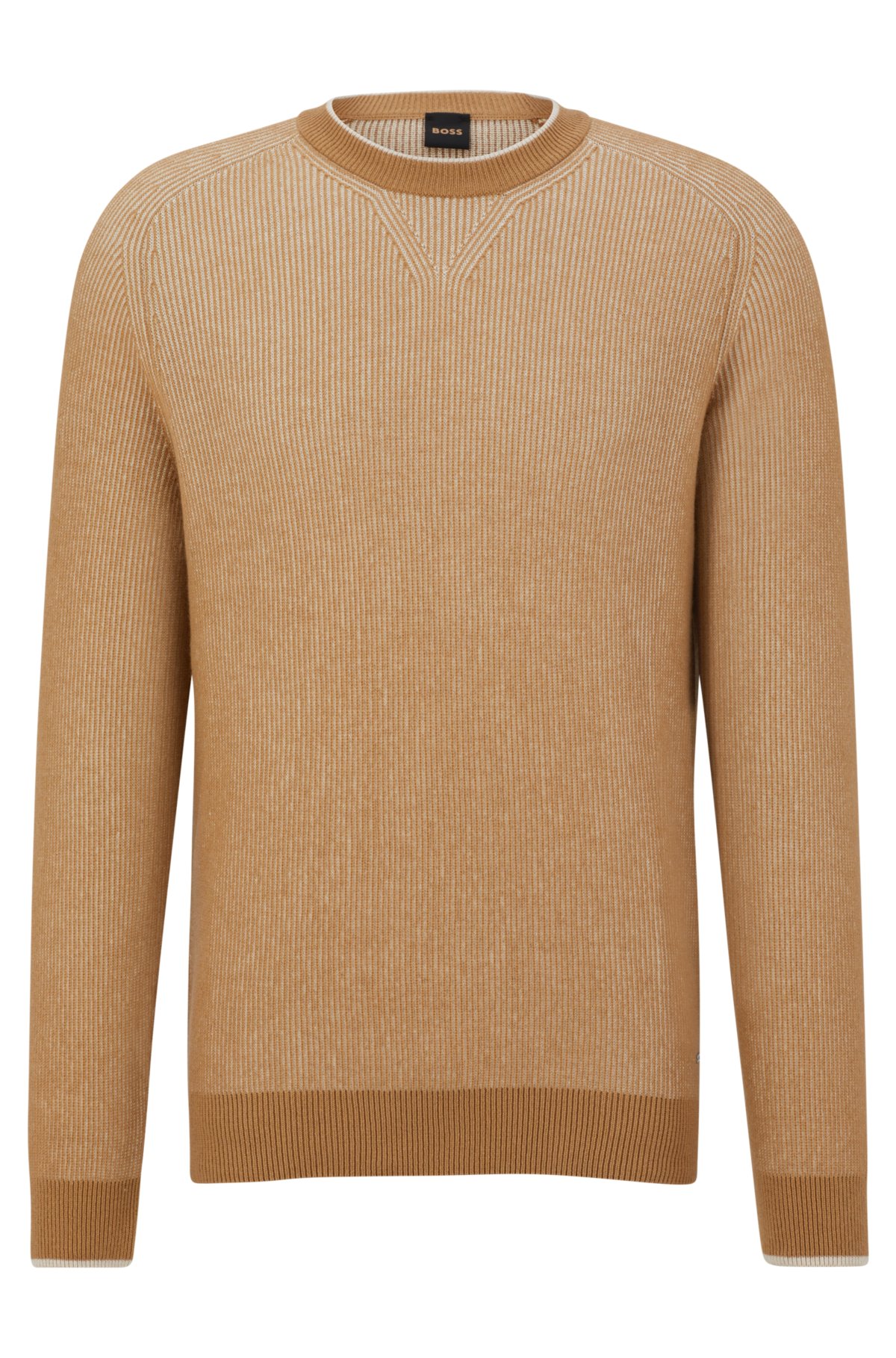 BOSS - Mixed-structure sweater in cotton, cashmere and wool