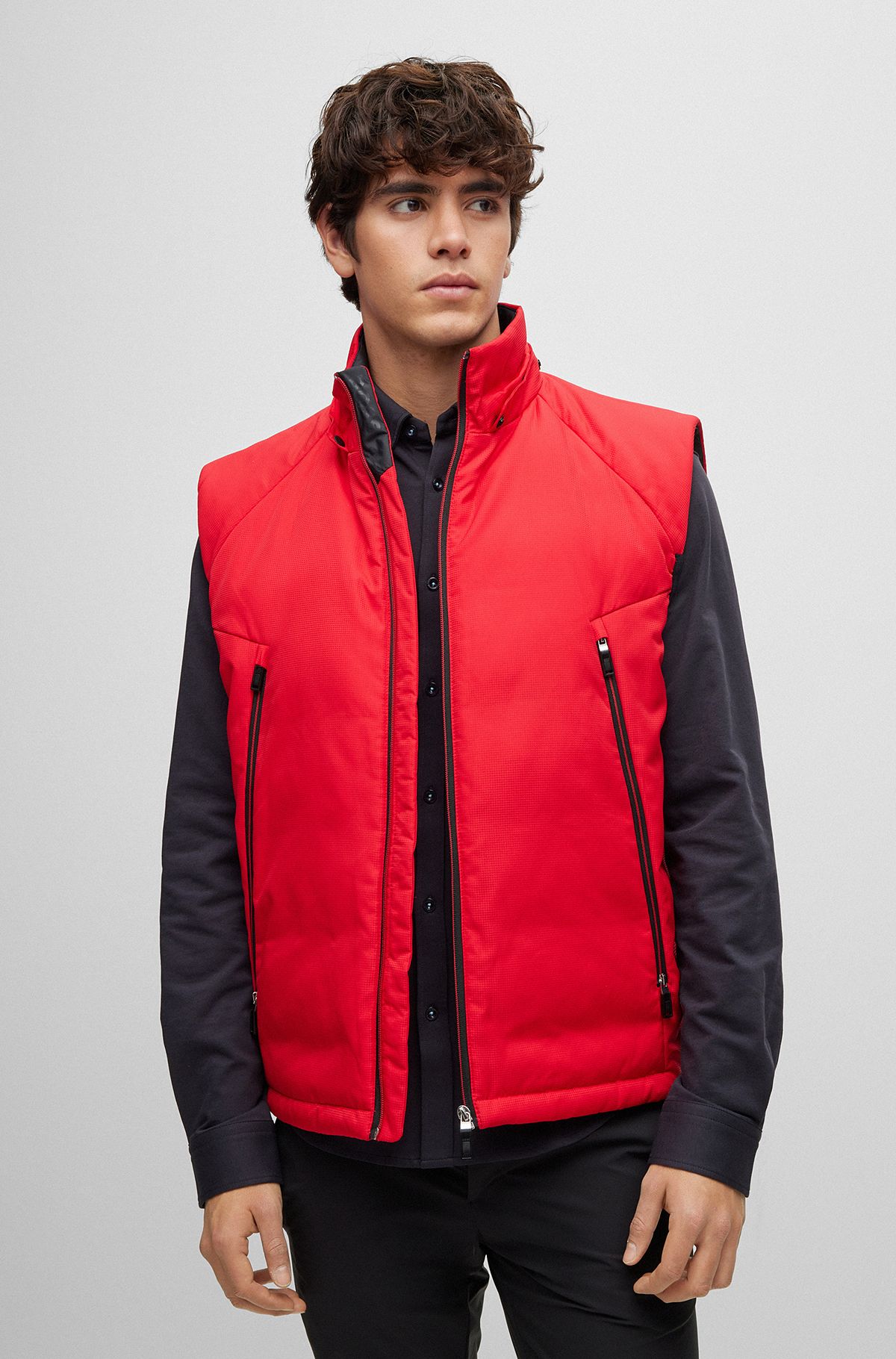 BOSS - Water-repellent down jacket with monogram badge and lining