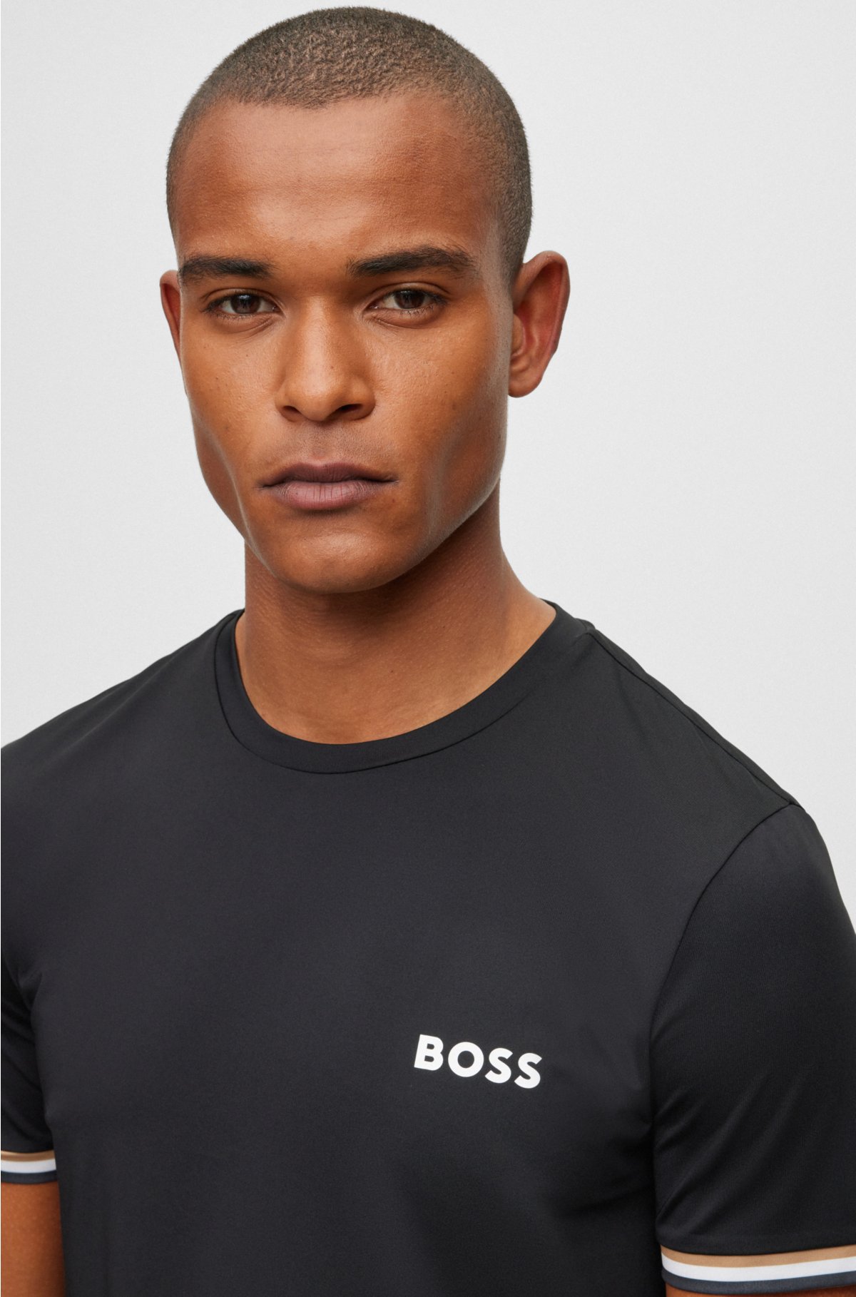 BOSS x Matteo Berrettini logo crew-neck T-shirt with signature stripes