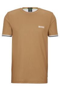 BOSS x Matteo Berrettini logo crew-neck T-shirt with signature stripes, Beige