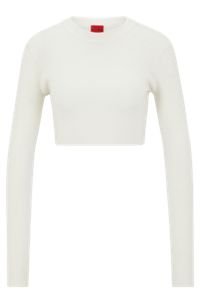 Cropped sweater with wool and alpaca, White