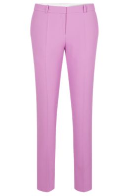 Hugo Boss Regular-fit Trousers With Flared Leg In Light Pink