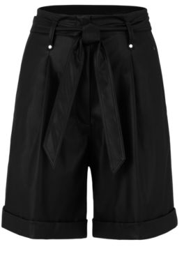 BOSS - Relaxed-fit shorts in monogram-embossed faux leather