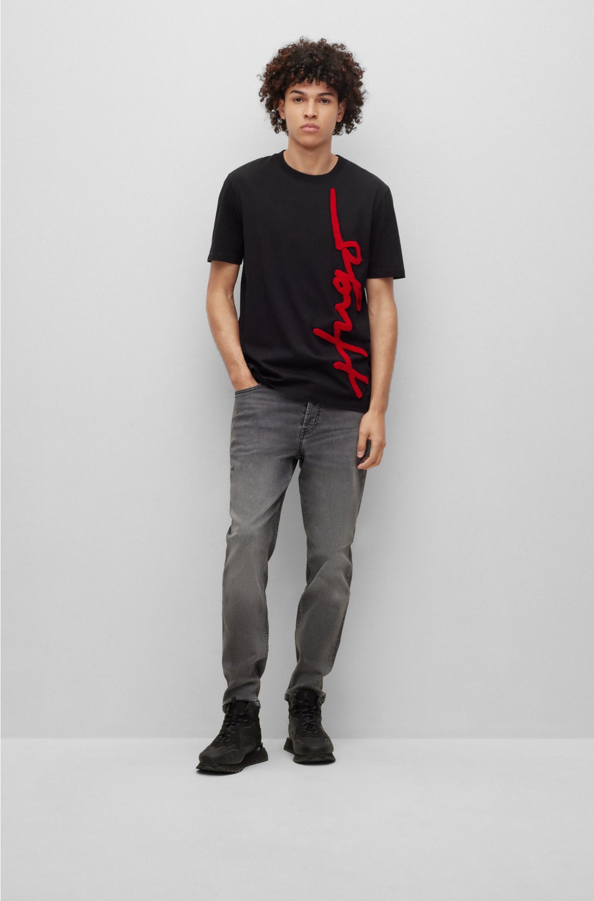 HUGO - oversize T-shirt Cotton logo embroidery with