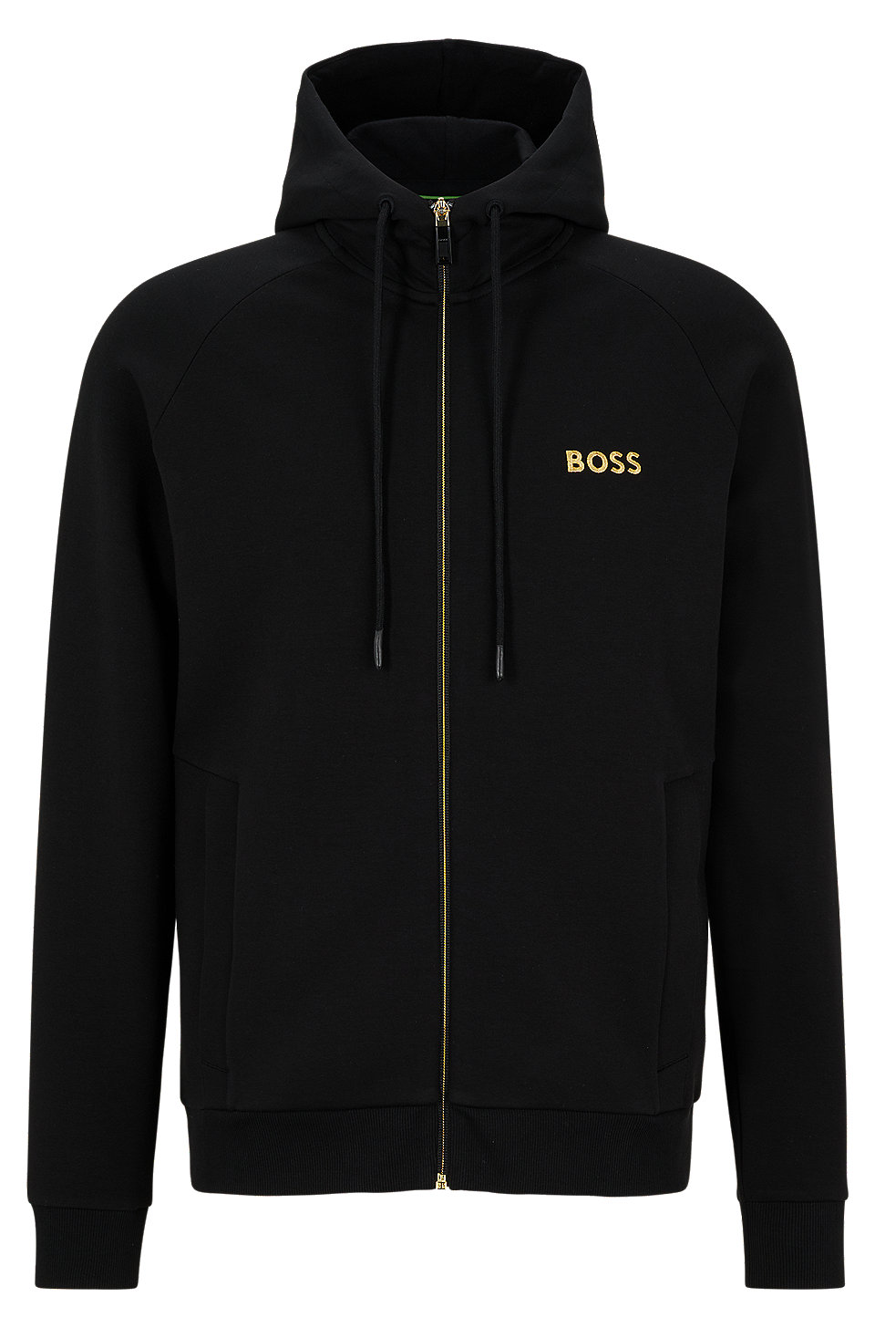 BOSS - Cotton-blend zip-up hoodie with contrast logo