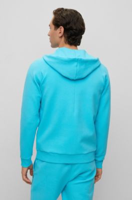 BOSS - Cotton-blend zip-up hoodie with contrast logo