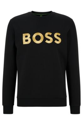 BOSS - Cotton-blend relaxed-fit sweatshirt with contrast logo