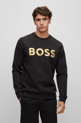 BOSS - Cotton-blend relaxed-fit sweatshirt with contrast logo