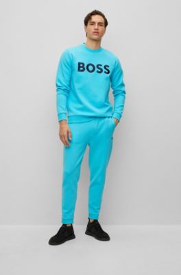 BOSS - Cotton-blend relaxed-fit sweatshirt with contrast logo