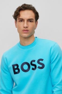 BOSS - Cotton-blend relaxed-fit sweatshirt with contrast logo