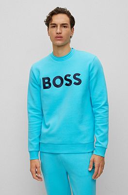 BOSS - Cotton-blend relaxed-fit sweatshirt with contrast logo