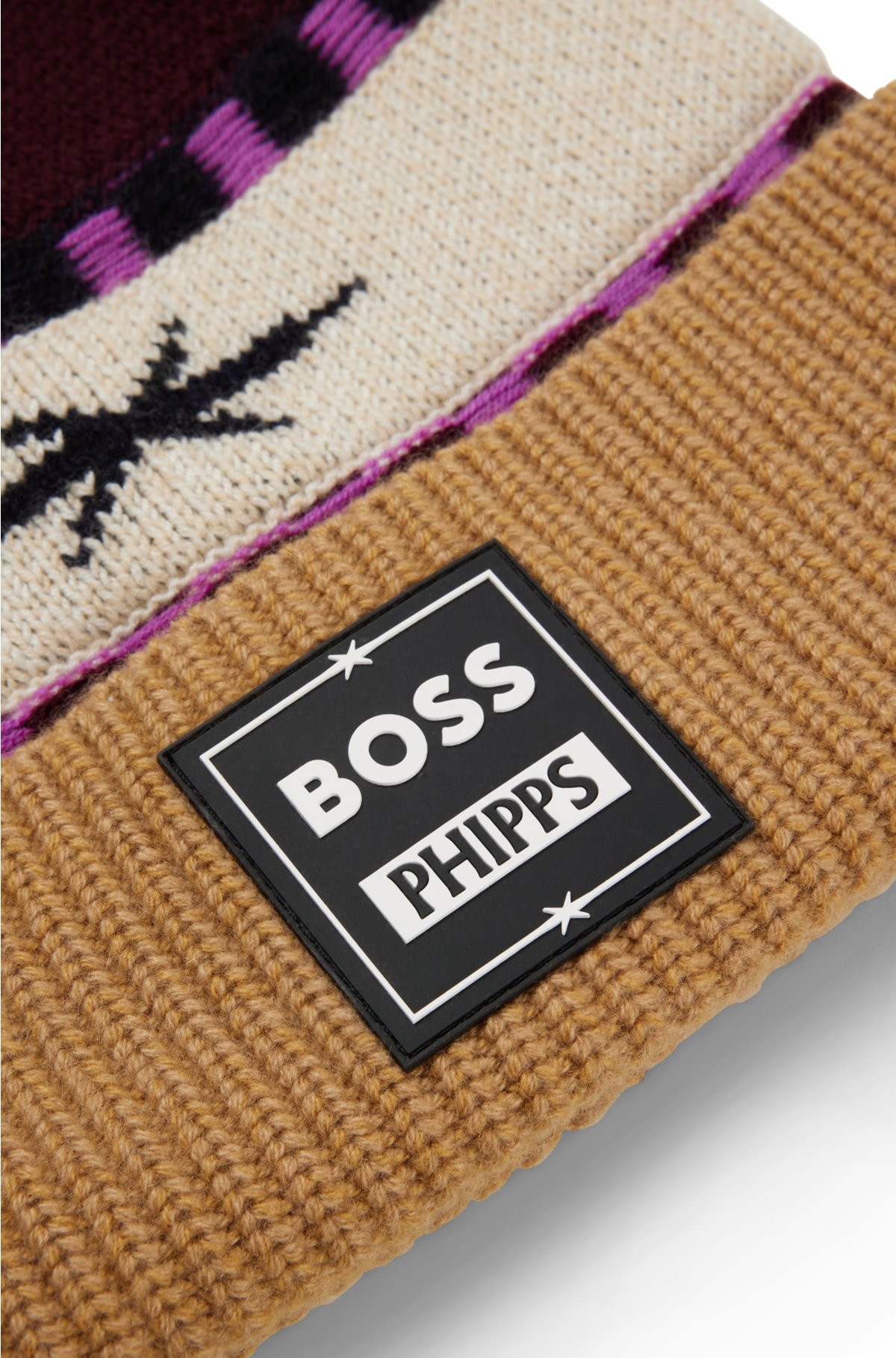 BOSS - Jacquard BOSS x PHIPPS beanie hat made from reused leftover