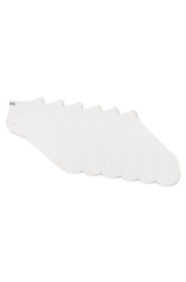 Six-pack of cotton-blend socks in an ankle length, White
