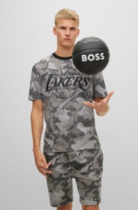 Mens Hugo Boss T-Shirts  Boss X Nba Lakers Logo Long Sleeved T-Shirt Black  • Gollu Binicilik