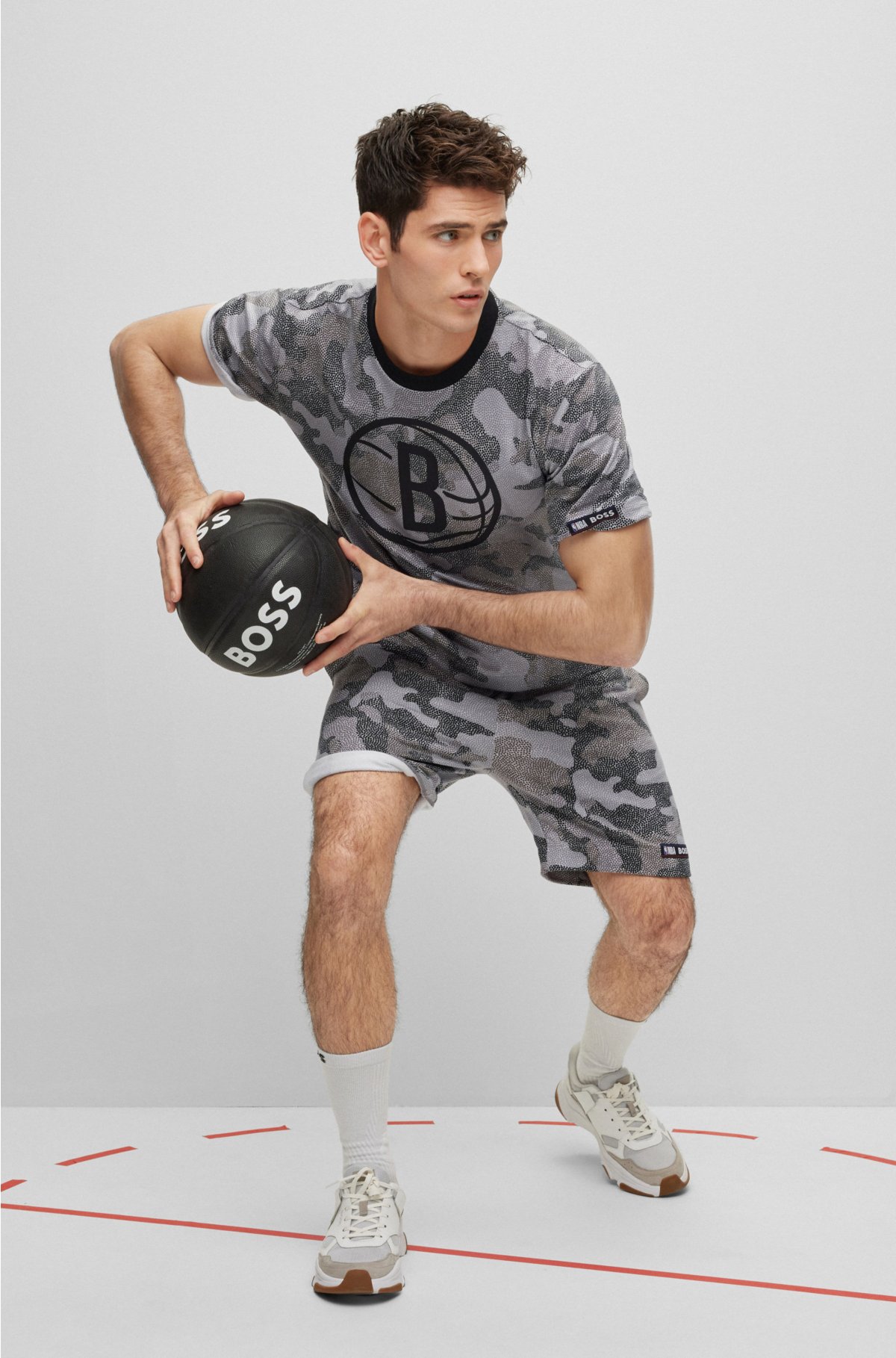 BOSS - BOSS & NBA cotton-jersey T-shirt with camouflage pattern