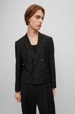 HUGO - Double-breasted slim-fit jacket in wool-blend twill