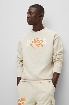 BOSS - Relaxed-fit cotton sweatshirt with graffiti-logo artwork