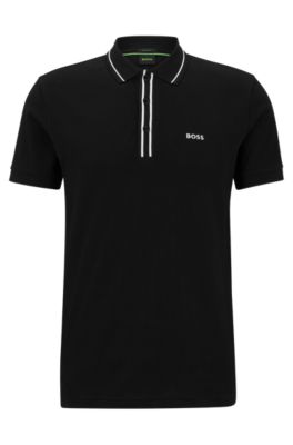 BOSS - Cotton-jersey polo shirt with contrast stripes and logo