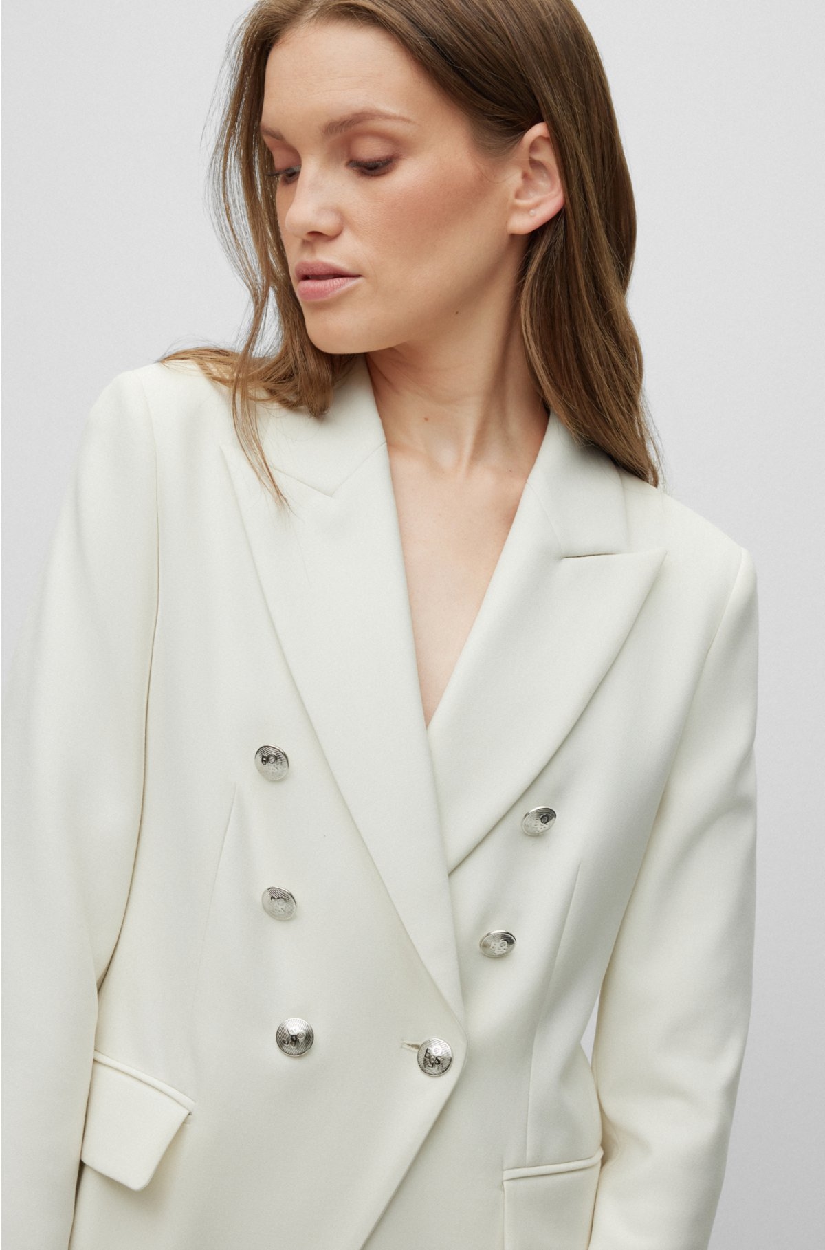 BOSS - Slim-fit jacket with double-breasted closure
