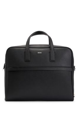Hugo Boss Structured Document Case With Logo Lettering In Black