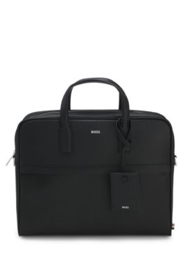 Portadocumentos con logo estampado metalizado, Negro