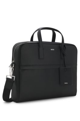 Portadocumentos con logo estampado metalizado, Negro