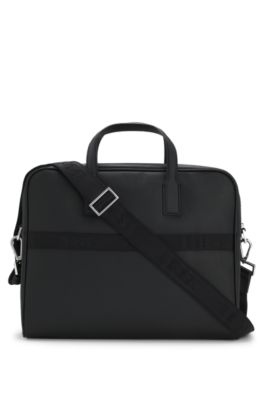 Portadocumentos con logo estampado metalizado, Negro