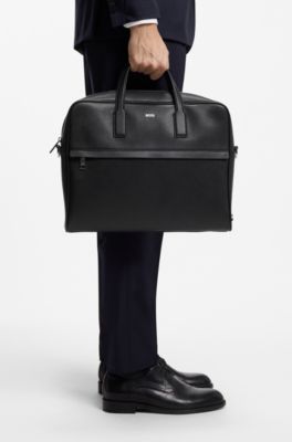 Portadocumentos con logo estampado metalizado, Negro