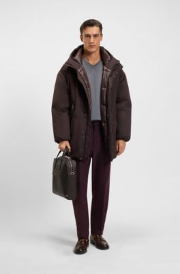 Portadocumentos con logo estampado metalizado, Marr&oacute;n oscuro