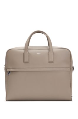 Portadocumentos con logo estampado metalizado, Beige