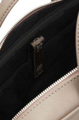 Portadocumentos con logo estampado metalizado, Beige