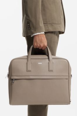 Portadocumentos con logo estampado metalizado, Beige