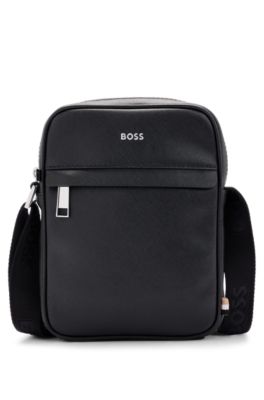 Hugo Boss Structured Reporter Bag With Logo Lettering In Black