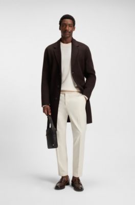 Bolso mensajero con raya de la marca y detalle de logo, Marr&oacute;n oscuro