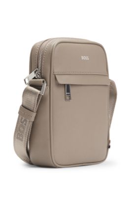 Reporter bag with logo detail and signature stripe, Beige